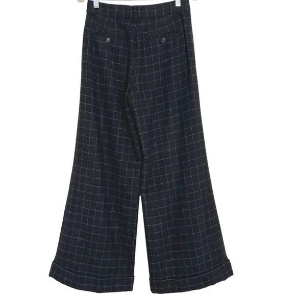 RALPH LAUREN PURPLE LABEL WINDOWPANE CHECK CASHMERE WIDE LEG